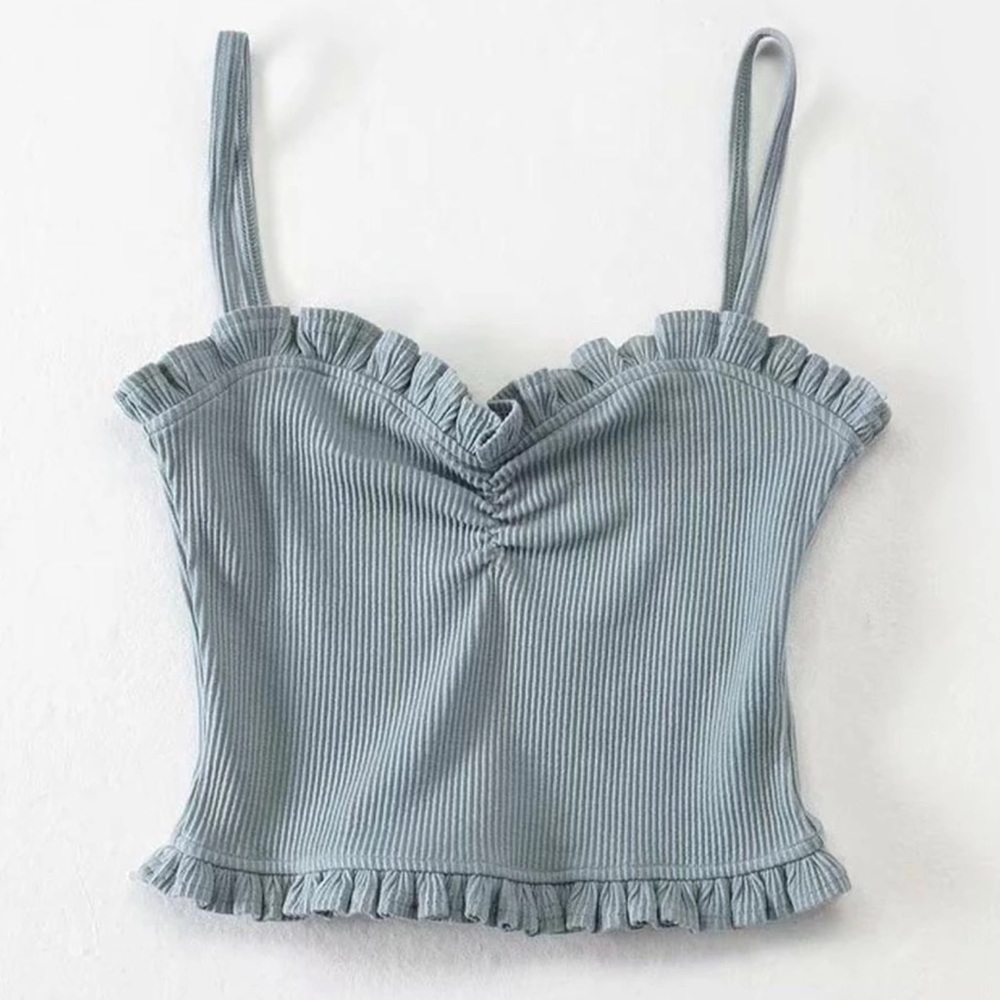 NWOT Light Blue Ruffle Knit Tank Top